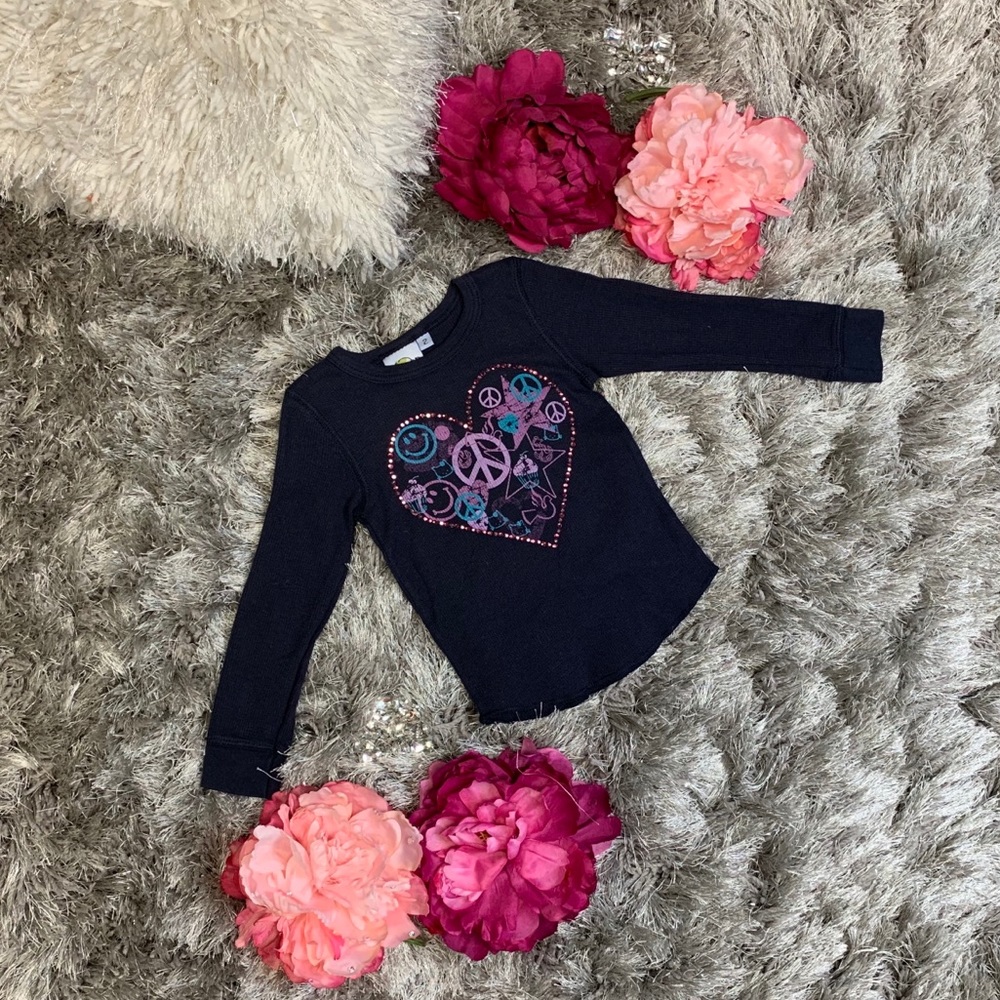 Lemon Heart Waffle Long Sleeve Shirt size 2